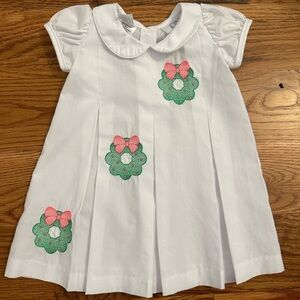 White Kids Dress with Green and Pink Accents